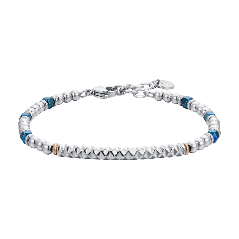 BRACELET HOMME EN ACIER HÉMATITE BLEU