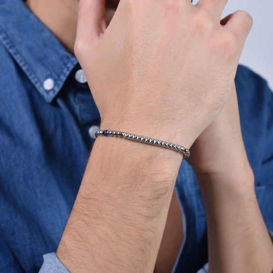 BRACELET HOMME EN ACIER HÉMATITE BLEU