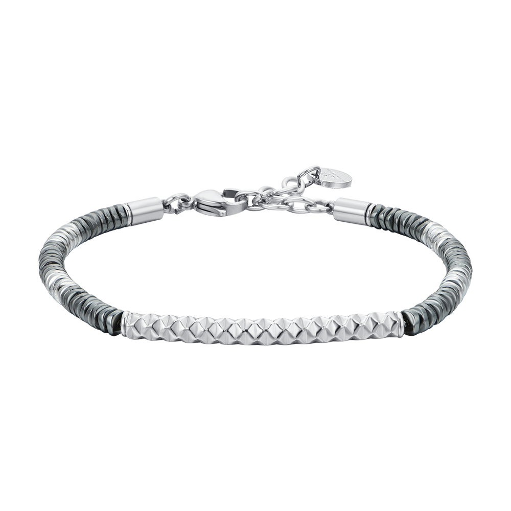 BRACELET HOMME EN ACIER HÉMATITE GRIS