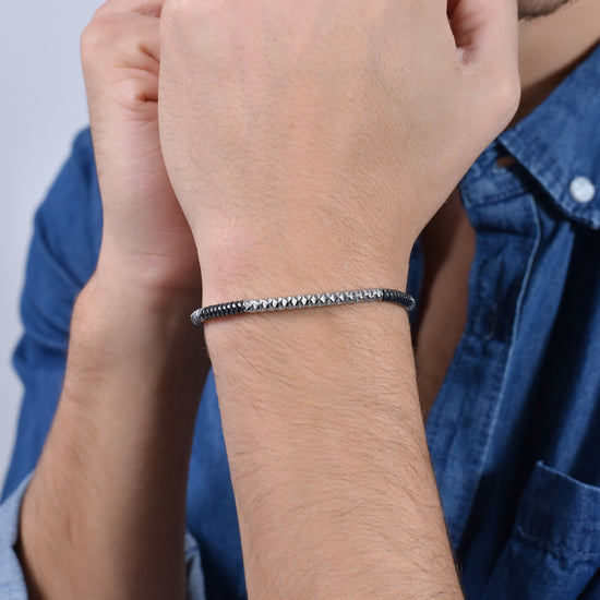 BRACELET HOMME EN ACIER HÉMATITE GRIS