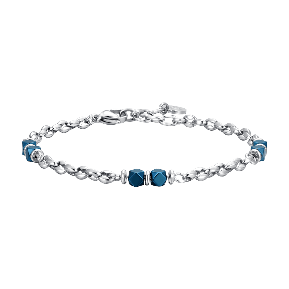 BRACELET HOMME EN ACIER HÉMATITE BLEU