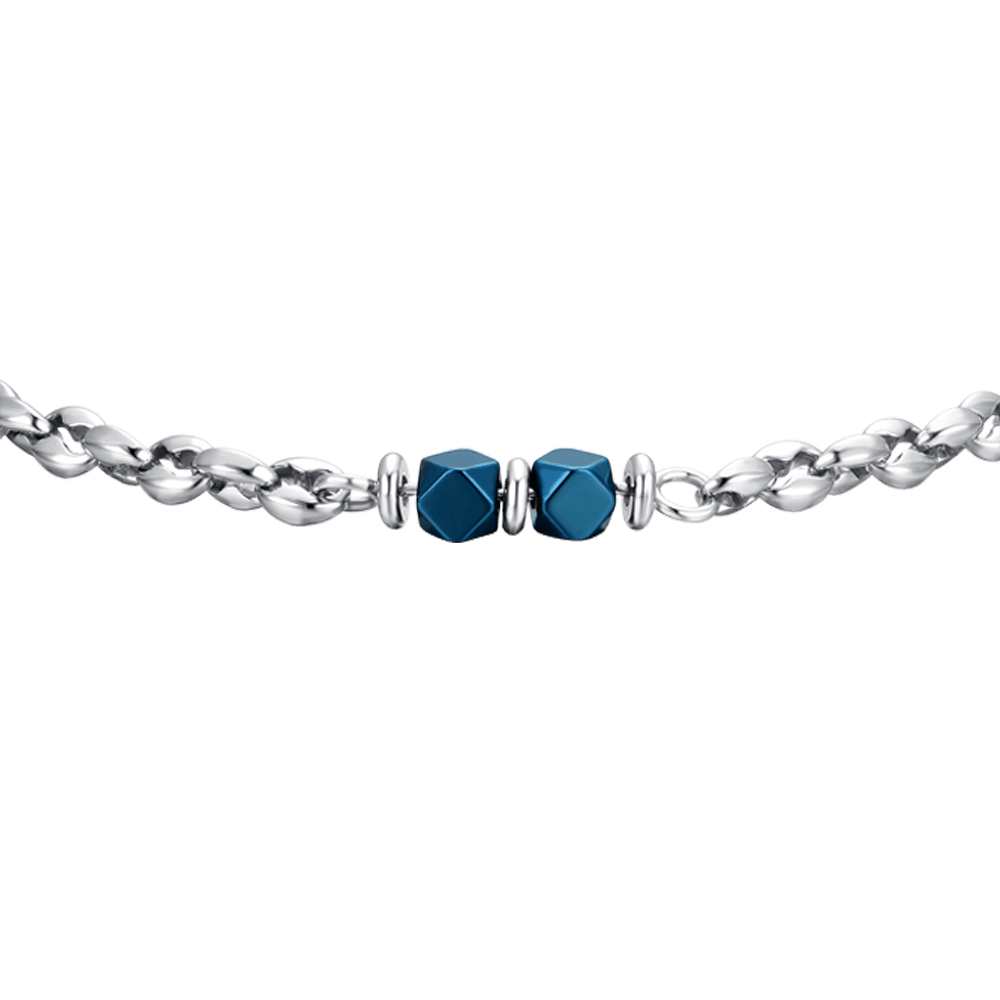 BRACELET HOMME EN ACIER HÉMATITE BLEU