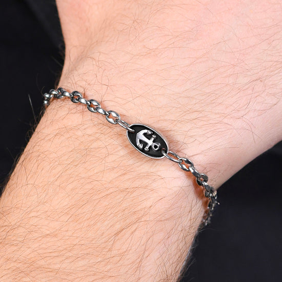 BRACELET POUR HOMME EN ACIER AVEC ANCRE