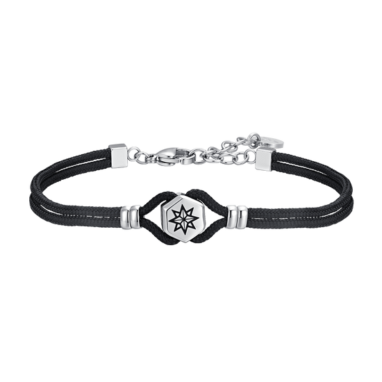 BRACELET HOMME CORDE NOIRE ET ROSE DES VENTS