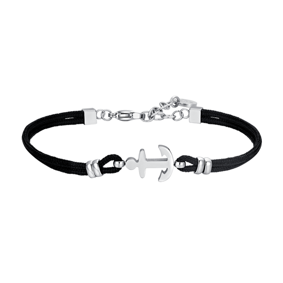 BRACELET NOIR EN CORDE ET ANCRE POUR HOMMES