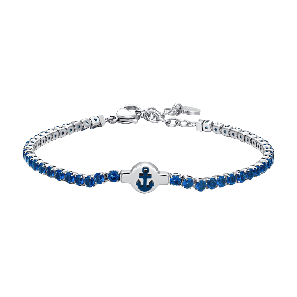 BRACELET DE TENNIS EN ACIER POUR HOMMES AVEC ZIRCON CUBIQUE BLEU