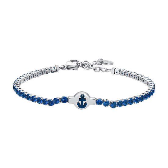 BRACELET DE TENNIS EN ACIER POUR HOMMES AVEC ZIRCON CUBIQUE BLEU