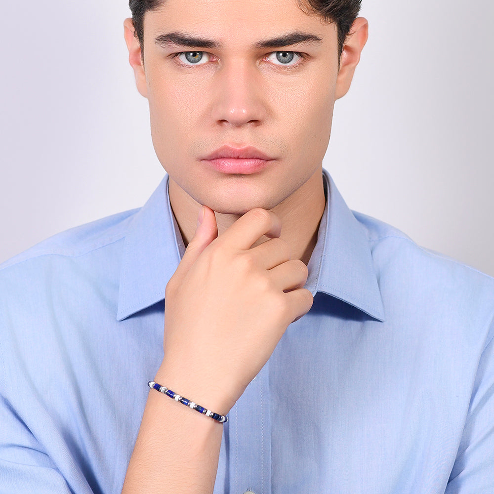 BRACELET HOMME EN ACIER LAPIS