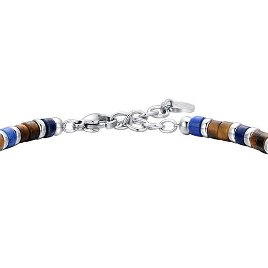 BRACELET POUR HOMME EN ACIER, PIERRES OEIL DE TIGRE ET LAPIS Luca Barra