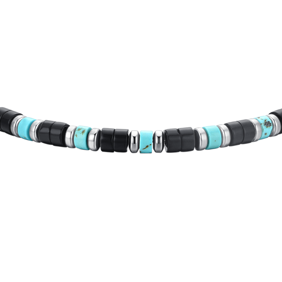 BRACELET HOMME EN ACIER AGATE ET TURQUOISE