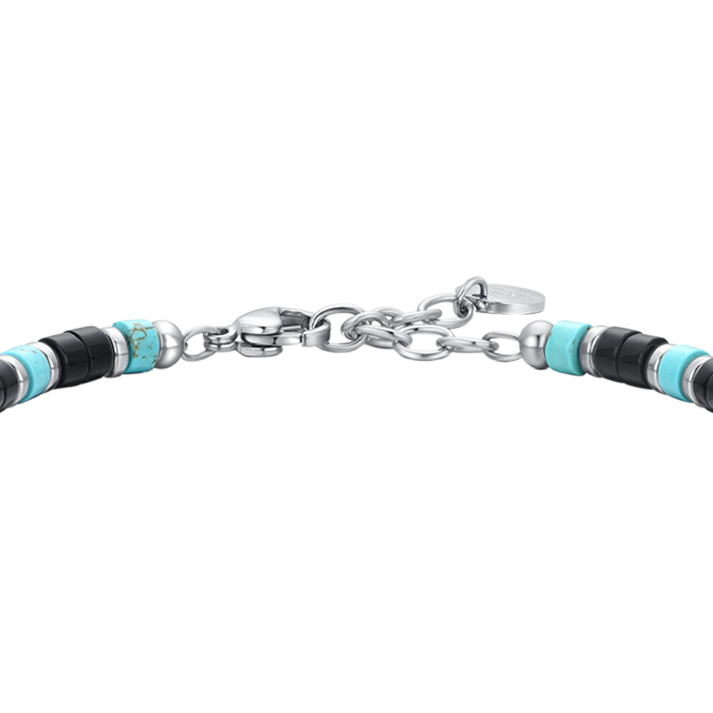 BRACELET HOMME EN ACIER AGATE ET TURQUOISE