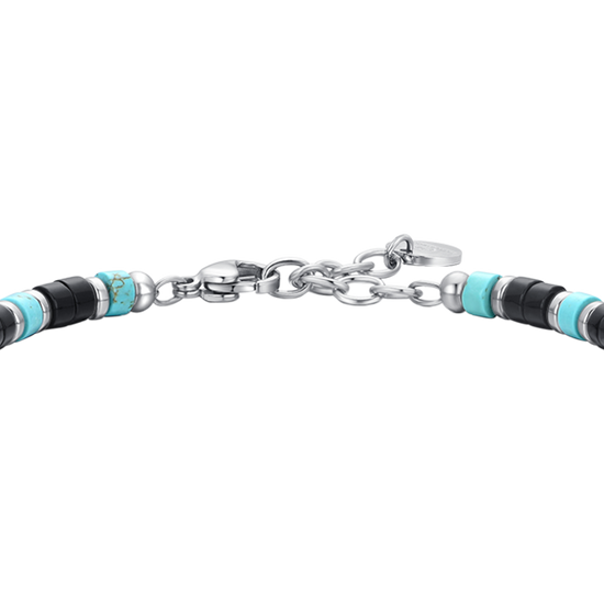 BRACELET HOMME EN ACIER AGATE ET TURQUOISE