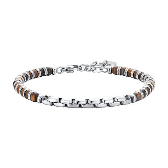 BRACELET HOMME EN ACIER AVEC PIERRE OEIL DE TIGRE