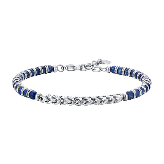 BRACELET HOMME EN ACIER ET PIERRE DE LAPIS