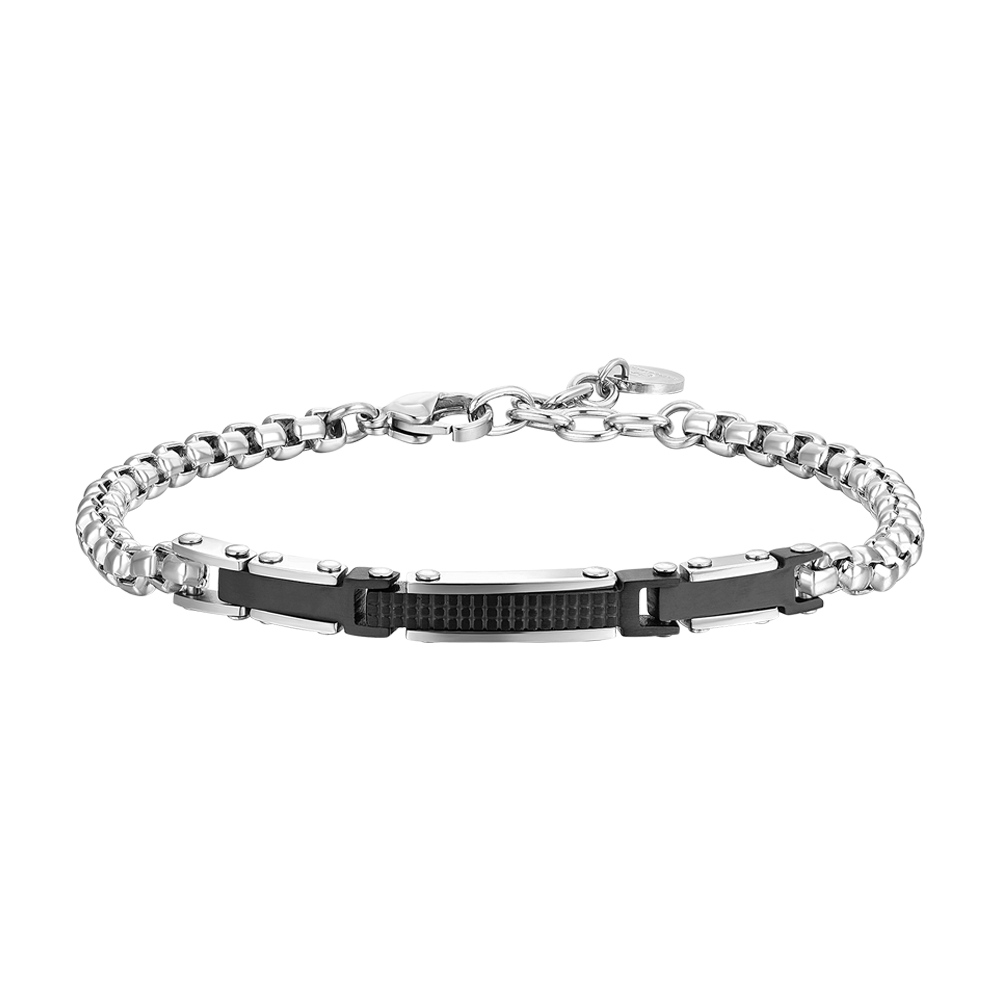 BRACELET HOMME EN ACIER AVEC ÉLÉMENTS EN ACIER NOIR IP