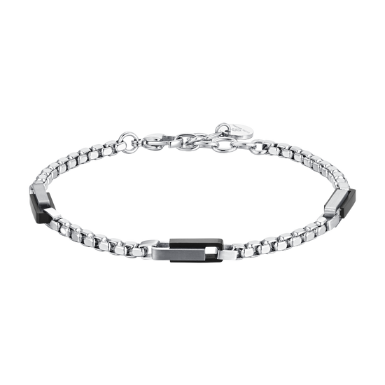 BRACELET HOMME EN ACIER IP ÉLÉMENTS EN ACIER NOIR