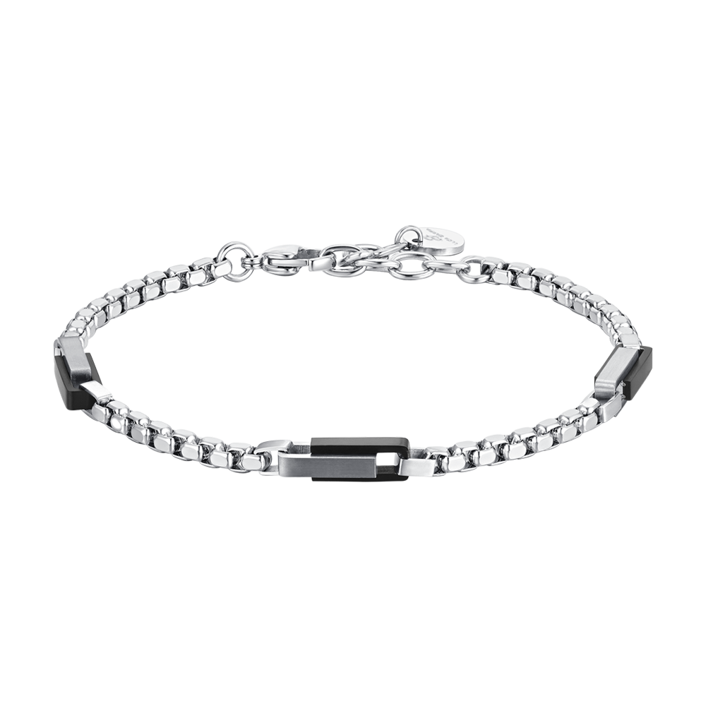 BRACELET HOMME EN ACIER IP ÉLÉMENTS EN ACIER NOIR