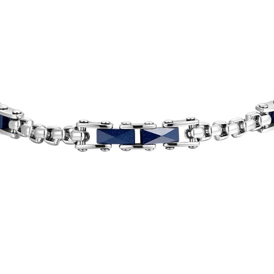 BRACELET HOMME EN ACIER AVEC ÉLÉMENTS EN CÉRAMIQUE BLEUE