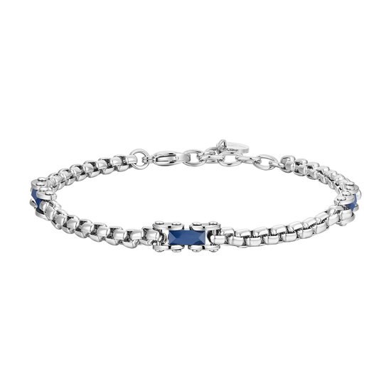 BRACELET EN ACIER POUR HOMMES ÉLÉMENTS EN CÉRAMIQUE BLEUE