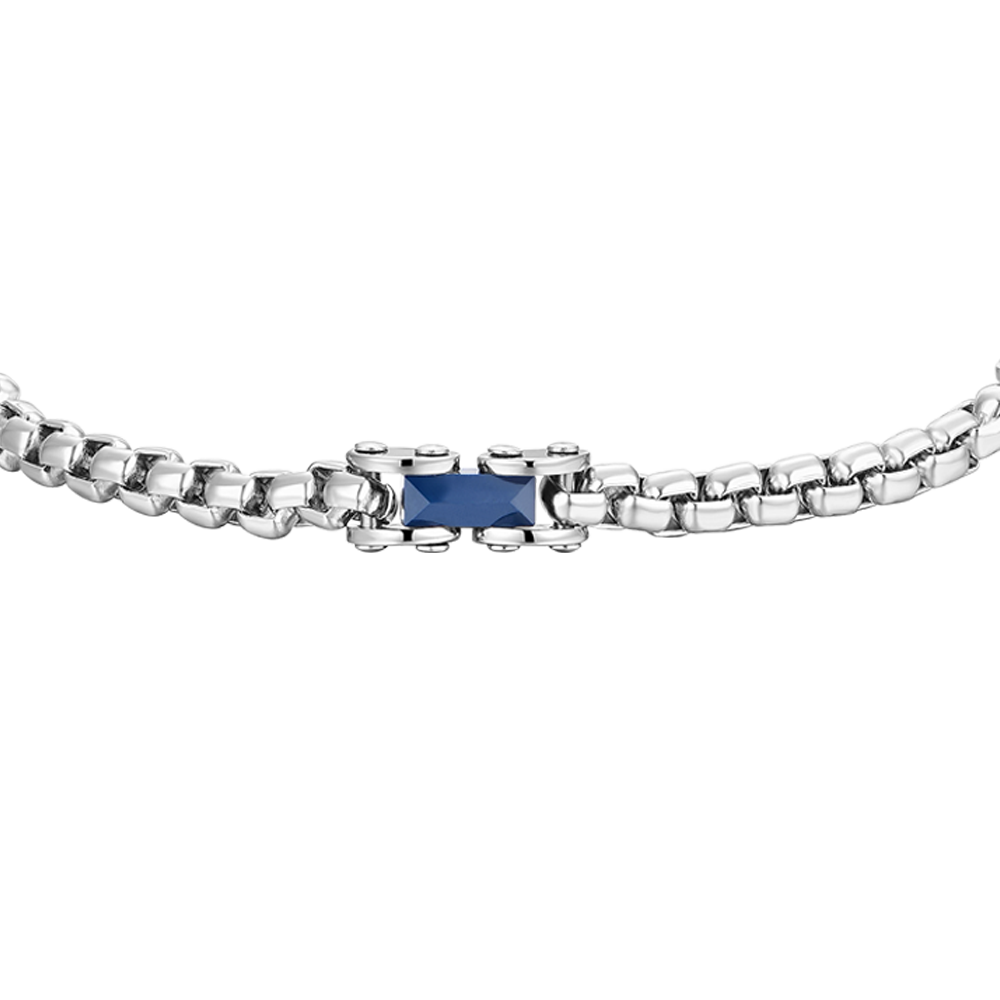 BRACELET EN ACIER POUR HOMMES ÉLÉMENTS EN CÉRAMIQUE BLEUE