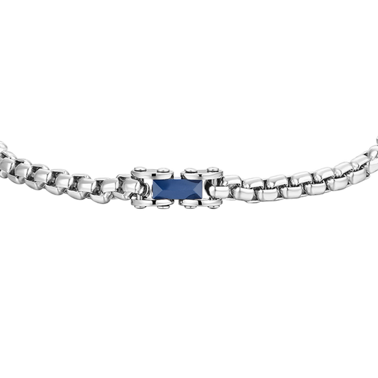 BRACELET EN ACIER POUR HOMMES ÉLÉMENTS EN CÉRAMIQUE BLEUE