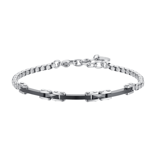 BRACELET HOMME EN ACIER ET CÉRAMIQUE NOIRE