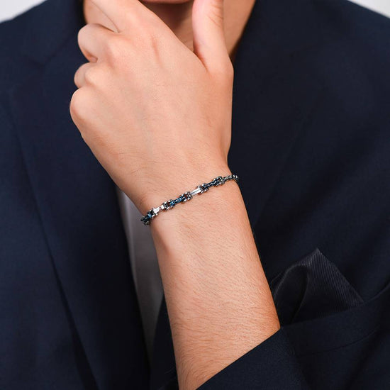 BRACCIALE UOMO IN ACCIAIO CON ELEMENTI IP BLU