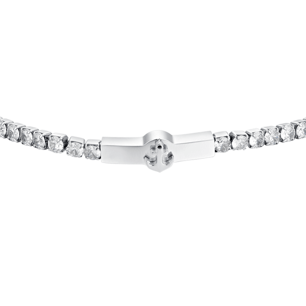 BRACCIALE TENNIS UOMO ANCORA E ZIRCONI BIANCHI