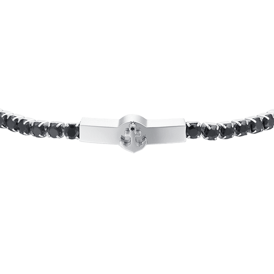 BRACCIALE TENNIS UOMO ANCORA E ZIRCONI NERI