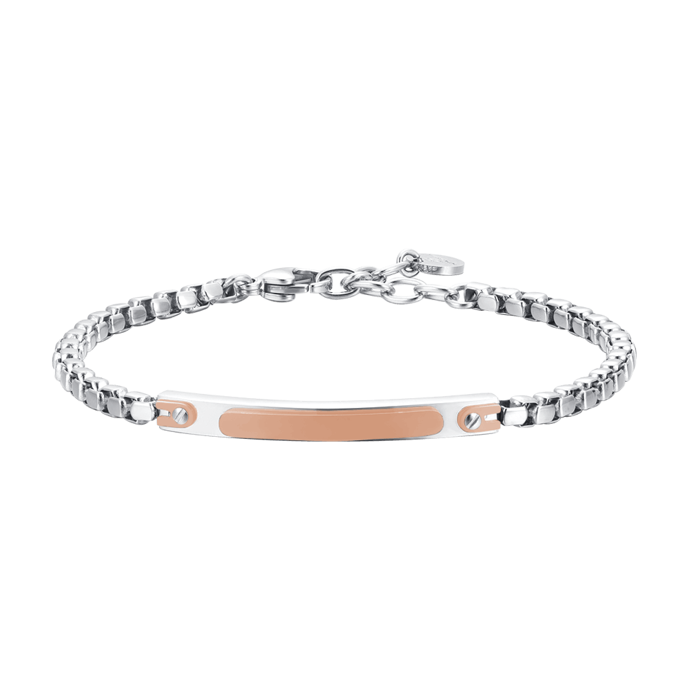 BRACCIALE UOMO IN ACCIAIO CON PIASTRA IP ROSE