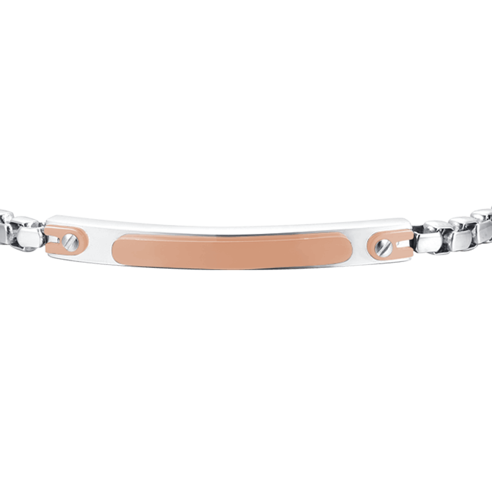 BRACCIALE UOMO IN ACCIAIO CON PIASTRA IP ROSE