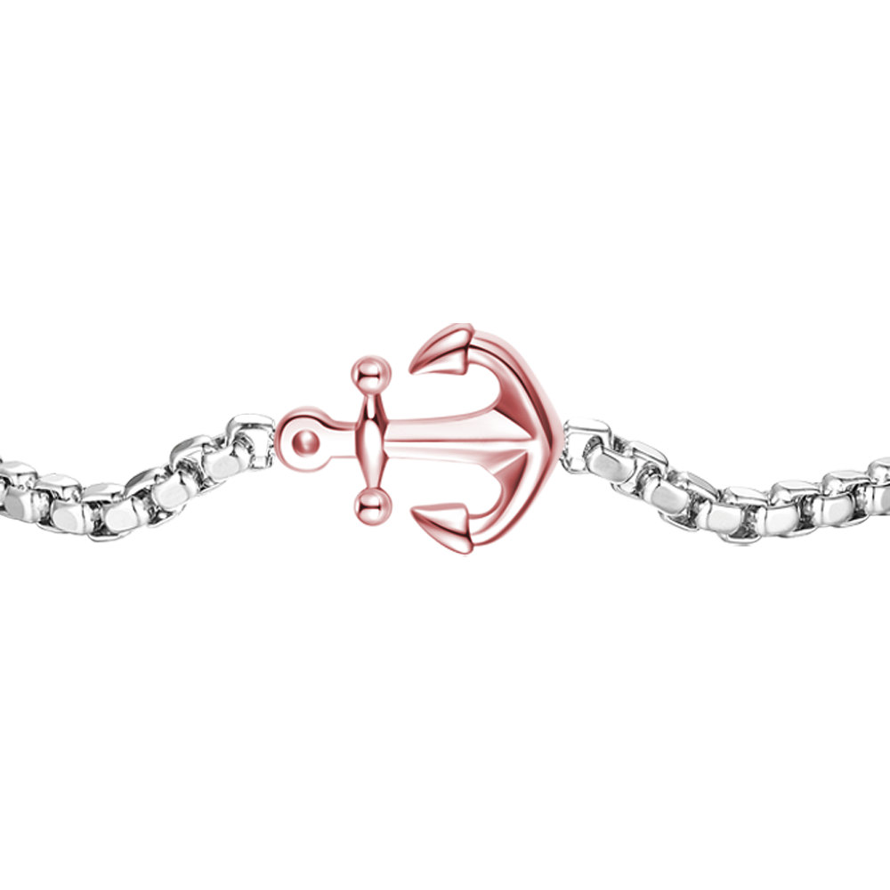 BRACCIALE UOMO IN ACCIAIO IP ROSE CON ANCORA