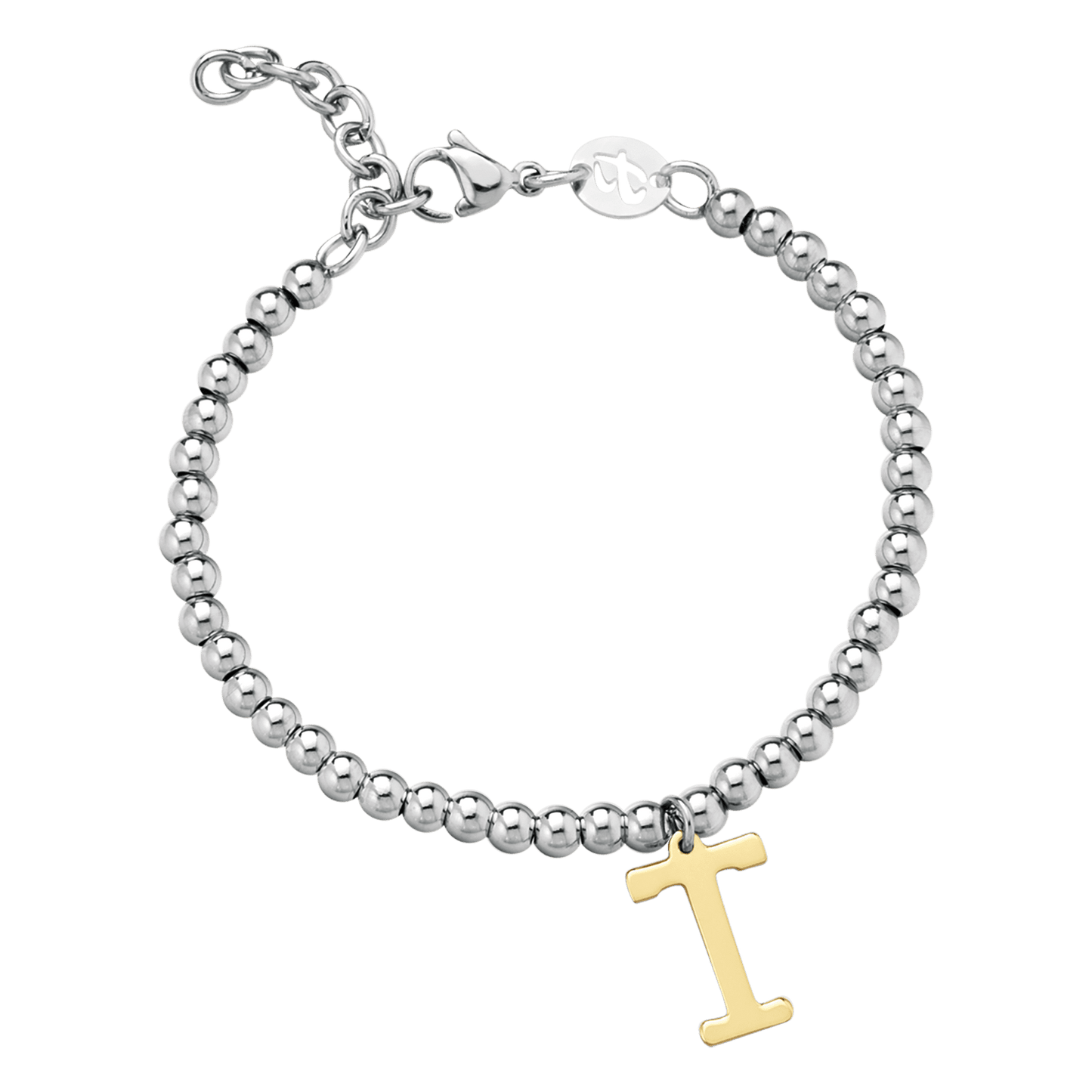 BRACELET FEMME EN ACIER GRENAILLÉ AVEC LETTRE T