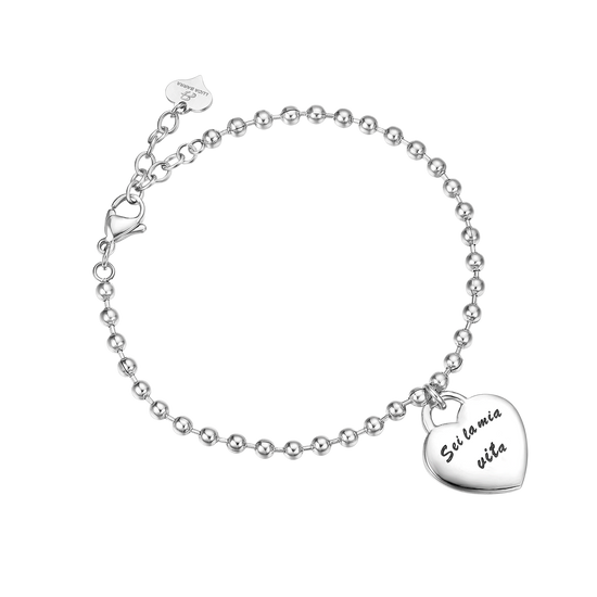 BRACELET EN ACIER AVEC PENDENTIF EN MÉTAL "YOU ARE MY LIFE" (TU ES MA VIE)