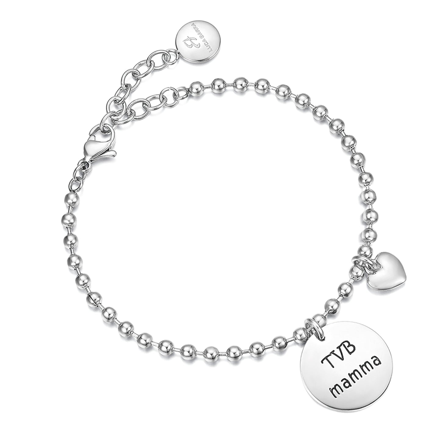 BRACELET EN ACIER AVEC PENDENTIF EN MÉTAL "TVB MUM".