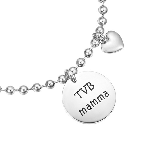 BRACELET EN ACIER AVEC PENDENTIF EN MÉTAL "TVB MUM".