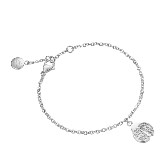 BRACELET ACIER POUR FEMME AVEC COCCINELLE ET CRISTAUX BLANCS