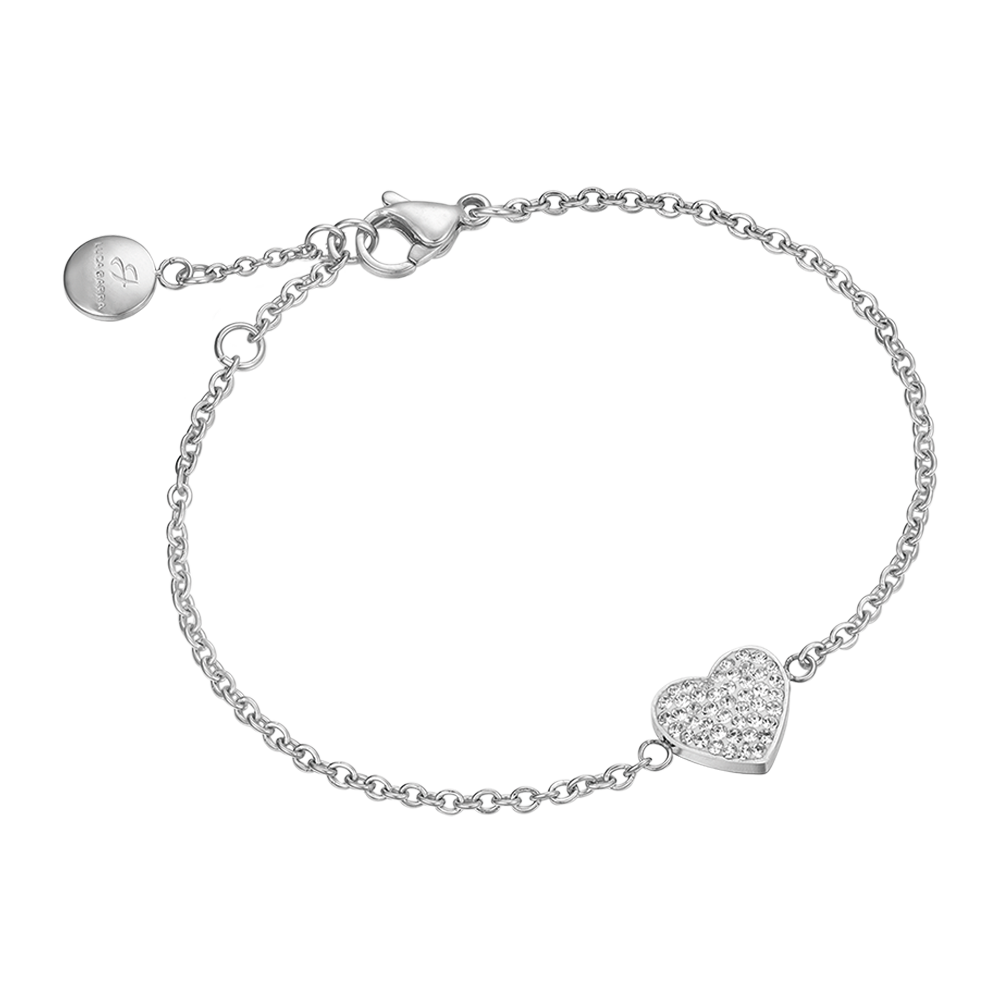 BRACELET EN ACIER POUR FEMMES AVEC PETIT CŒUR ET CRISTAUX BLANCS