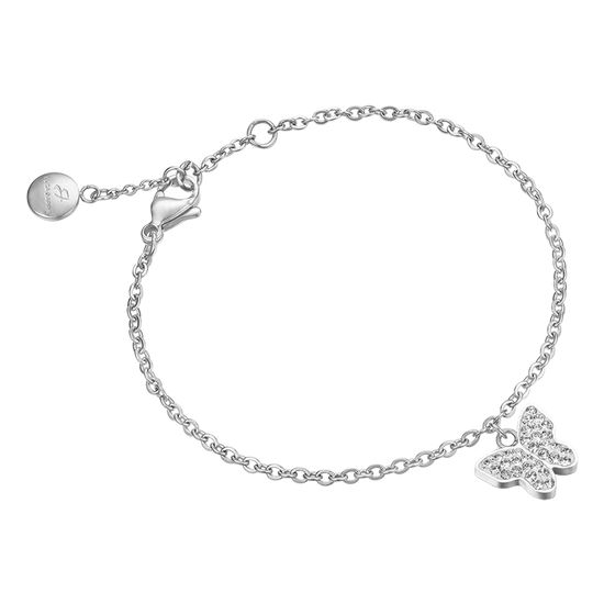 BRACELET EN ACIER POUR FEMMES AVEC PAPILLON ET CRISTAUX