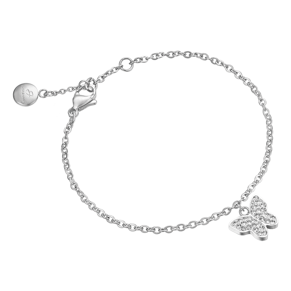 BRACELET EN ACIER POUR FEMMES AVEC PAPILLON ET CRISTAUX