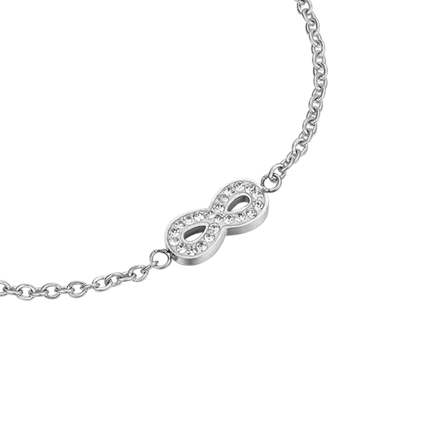 BRACELET EN ACIER POUR FEMME AVEC INFINI ET CRISTAUX