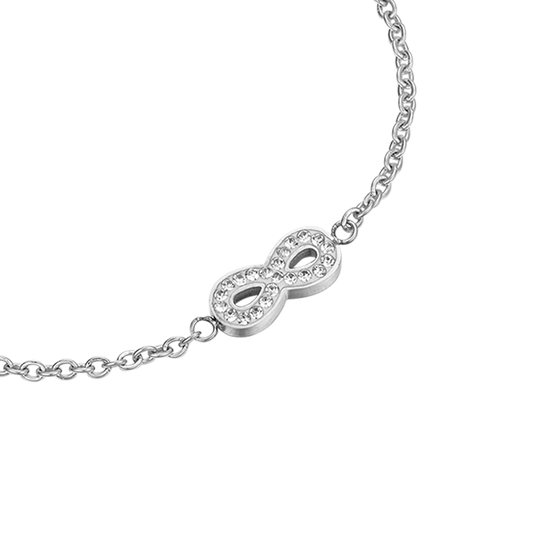 BRACELET EN ACIER POUR FEMME AVEC INFINI ET CRISTAUX