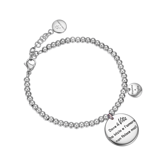 BRACELET EN ACIER "OÙ LA VIE COMMENCE ET OÙ L'AMOUR NE FINIT JAMAIS".