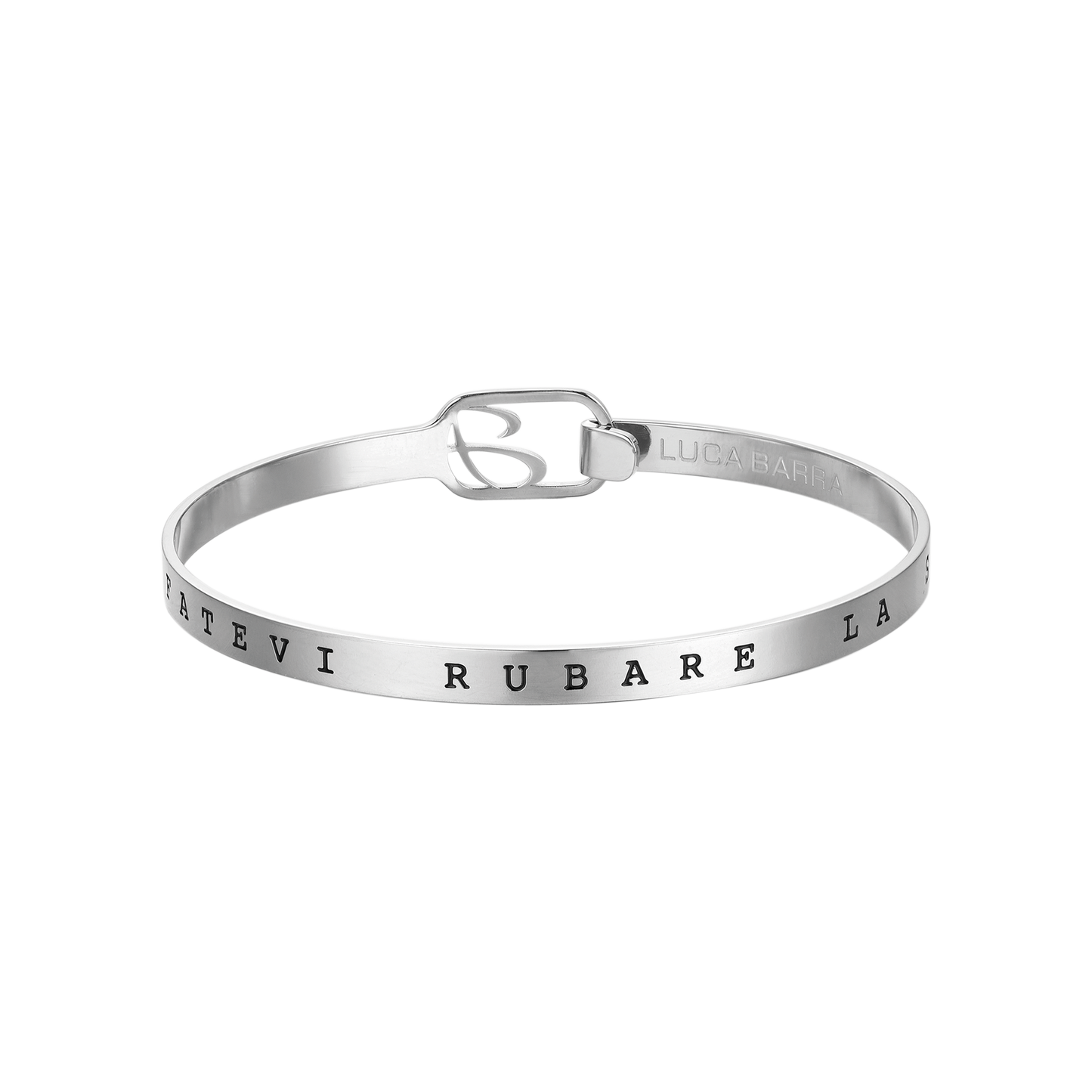 BRACELET RIGIDE EN ACIER "NE LAISSEZ PAS L'ESPOIR ÊTRE VOLÉ".