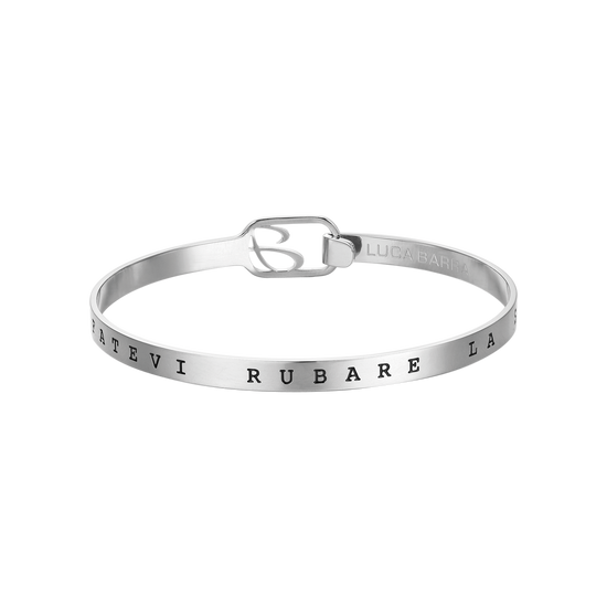 BRACELET RIGIDE EN ACIER "NE LAISSEZ PAS L'ESPOIR ÊTRE VOLÉ".