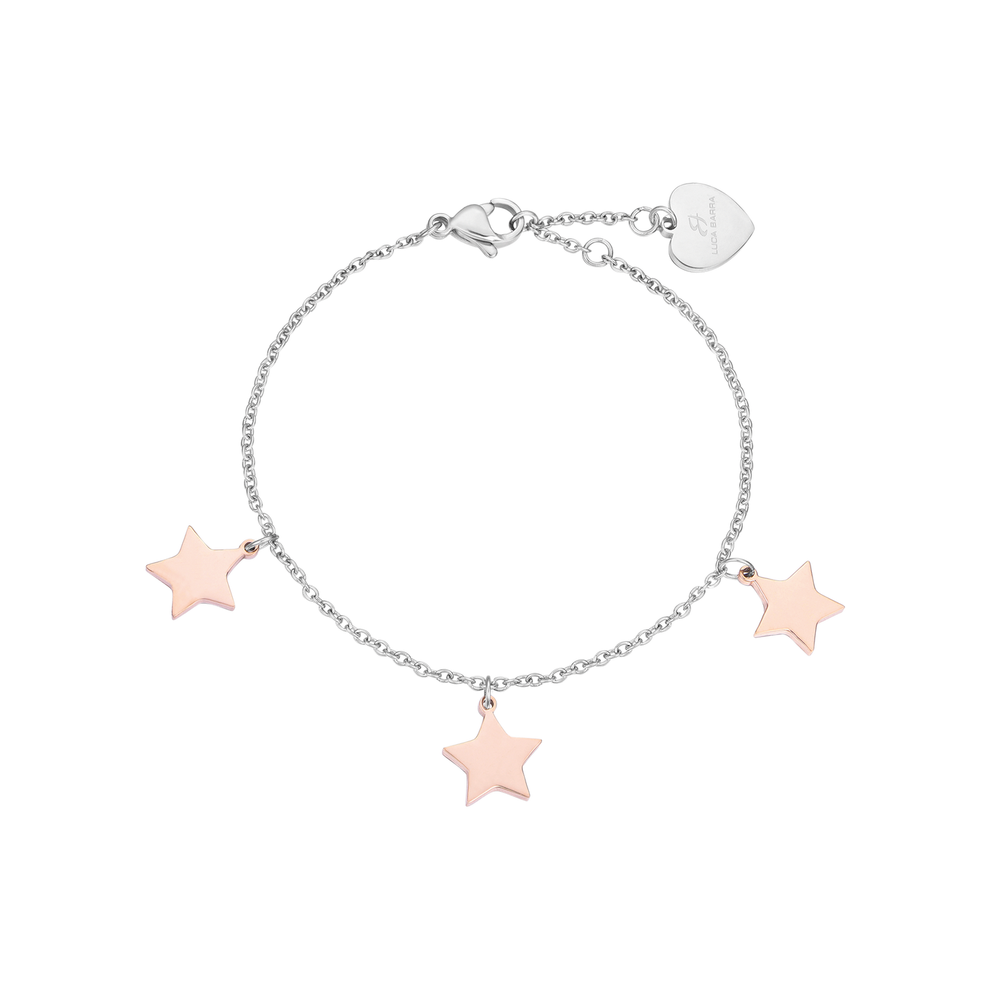 BRACELET EN ACIER AVEC DES ETOILES DE ROSE Luca Barra