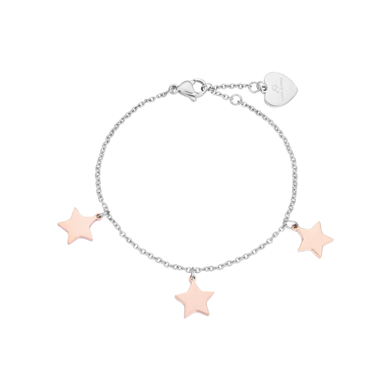 BRACELET EN ACIER AVEC DES ETOILES DE ROSE Luca Barra