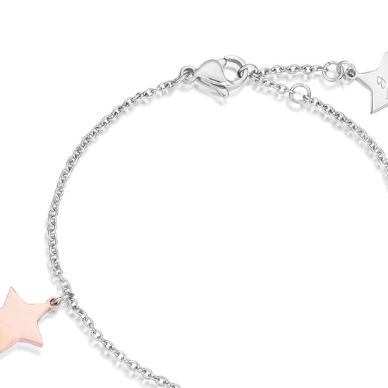 BRACELET EN ACIER AVEC DES ETOILES DE ROSE Luca Barra