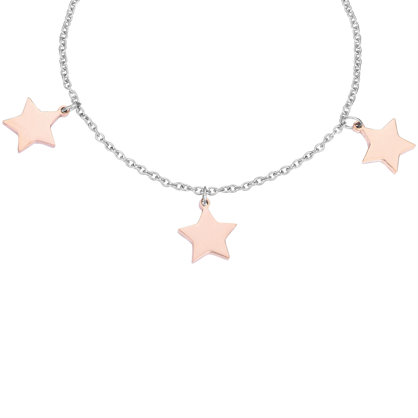 BRACELET EN ACIER AVEC DES ETOILES DE ROSE Luca Barra