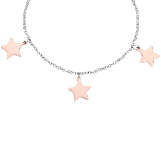 BRACELET EN ACIER AVEC ÉTOILES ROSES